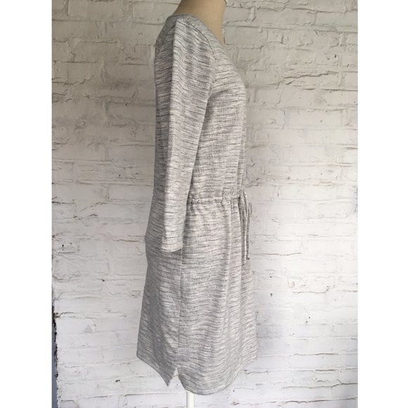 Long sleeve dress heather gray knit drawstring tie WHBM Small sweater dress - Picture 5 of 10